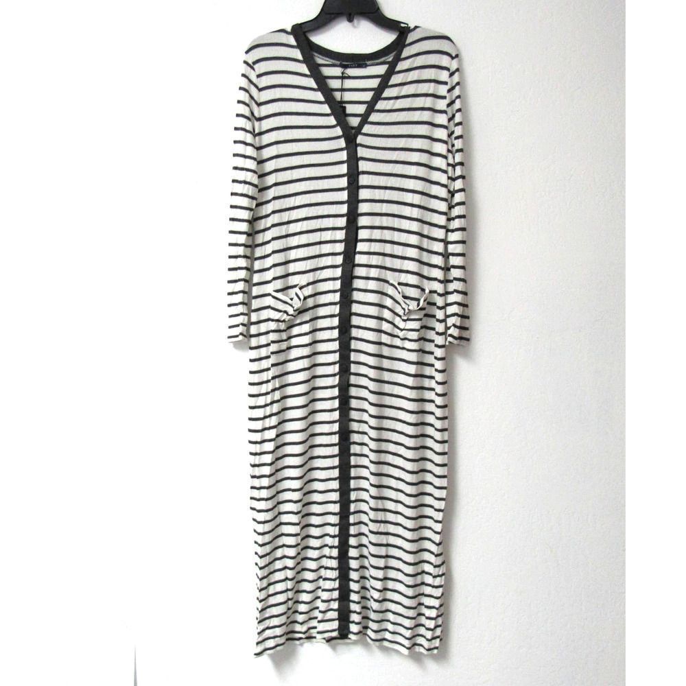 Tart Collections Ray Button Front Longline Dress Black and White Striped Sz 1x